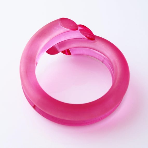 Hot Pink Acrylic Chunky Bypass Statement Bangle By Judith Hendler, 1980s View 6