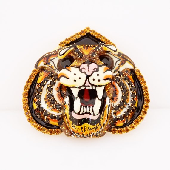 Enamel Layered Tiger Head Statement Earrings By L… - image 3
