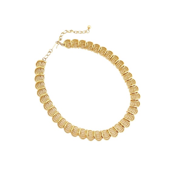 Gold Textured Link Choker Necklace, 1960s