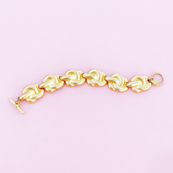 Vintage Gilded Knot Link Bracelet By Anne Klein, … - image 1