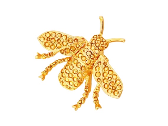 Gold Studded Bee Figural Brooch By Kenneth Jay La… - image 1