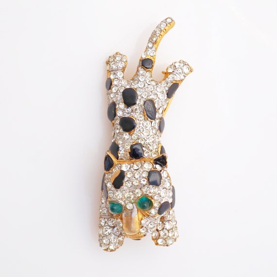 Gilt & Crystal Pavé Leopard Figural Brooch By Ken… - image 3