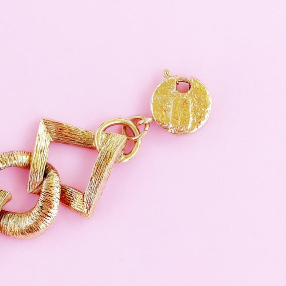Gilded Brushed Texture Geometric Link Bracelet By… - image 6