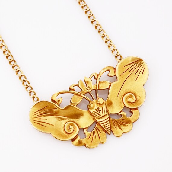 Gold Butterfly Museum Replica Statement Necklace … - image 3