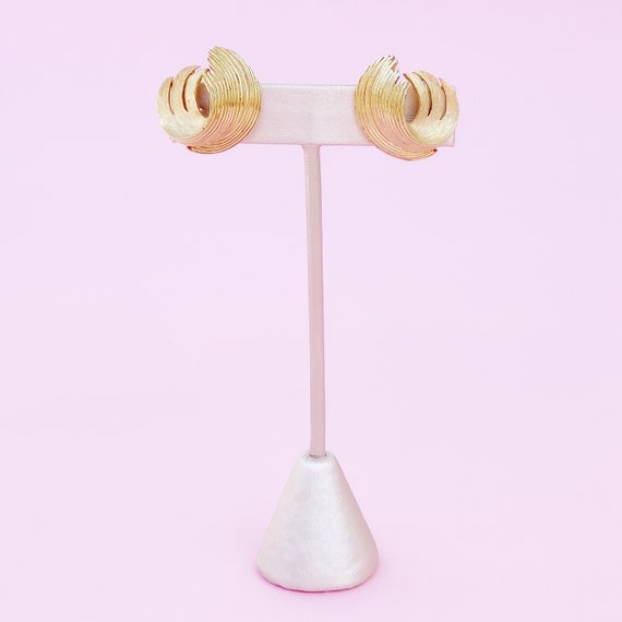 Gilded Brushed Matte Abstract Statement Earrings … - image 5