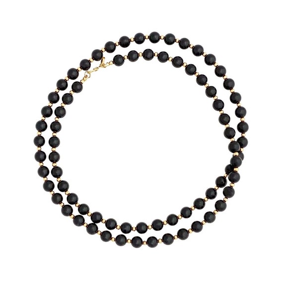 30" Black Beaded Layering Necklace With Gold Acce… - image 1