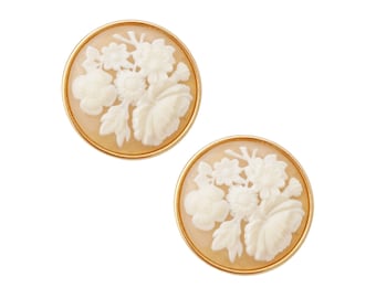 Oversized oorbellen met camee-knopen, jaren 80