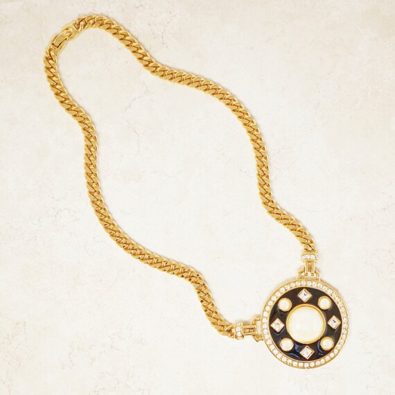 Vintage Black Enamel Deco Style Curb Chain Necklace b… - Gem Vintage Black Enamel Deco Style Curb Chain Necklace b… - Gem