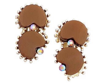 Boucles d’oreilles Thermoset Climber brun chocolat, années 1950