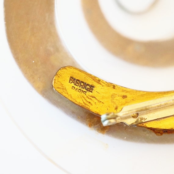 Oversized Lucite and Patinated Brass Swirl / Snai… - image 5