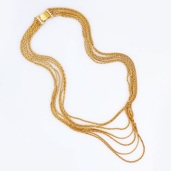 Gold Seven Strand Slinky Chain Necklace By Napier… - image 2