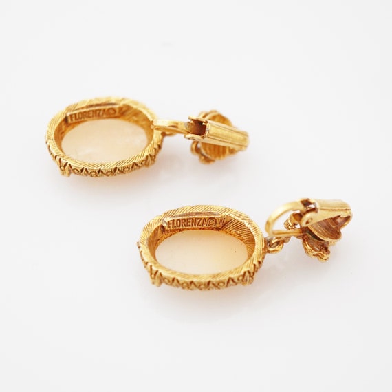 Carved Shell Cameo Drop Earrings By Florenza, 196… - image 4