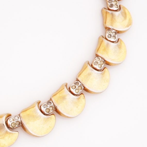 Gilded Curved Link With Crystal Accents "Comet" C… - image 4