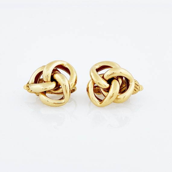 Gold Interlocking Chain Link Earrings, 1980s - image 2