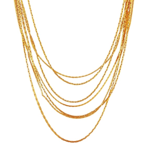 Gold Seven Strand Slinky Chain Necklace By Napier… - image 1