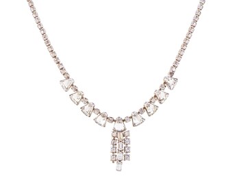 Triangle Cut Crystal Cocktail Choker Necklace, 1950s