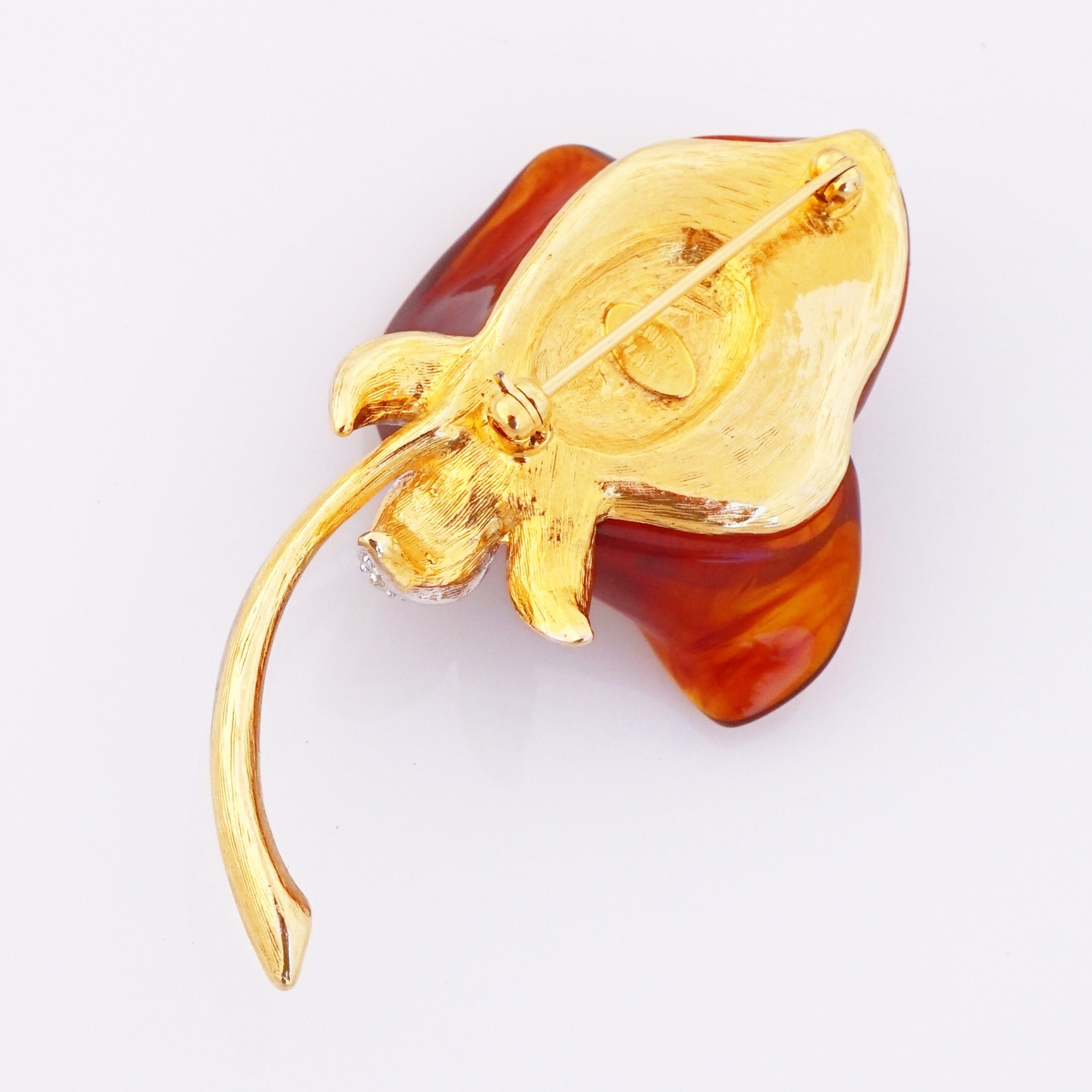 Broche Vintage Moderniste En Lucite / Galalithe Par EVEIL - Bon état D'usage