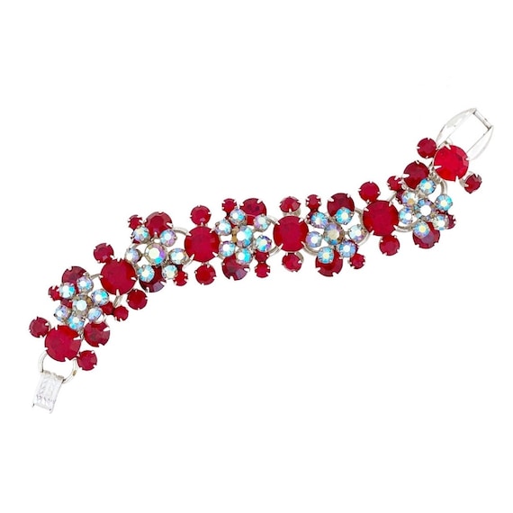 Ruby Red and Baby Blue Aurora Borealis Crystal Ju… - image 1
