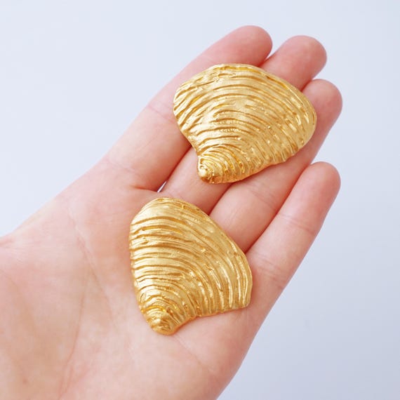 Massive Gilt Seashell Statement Earrings, 1980s - image 6