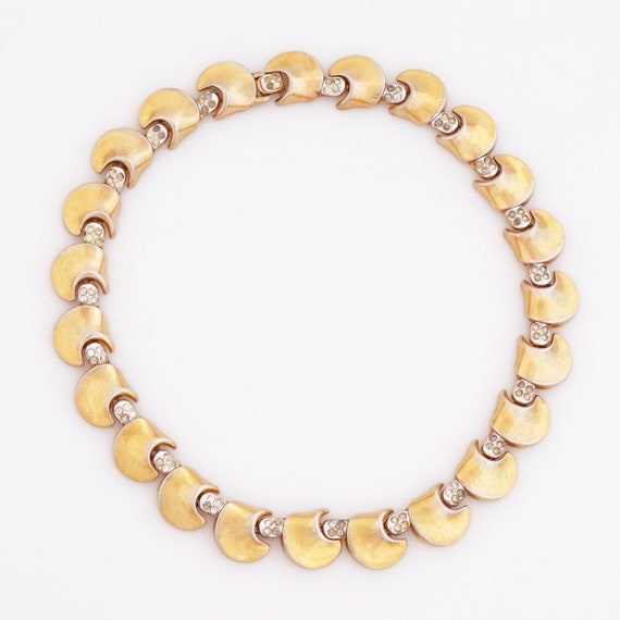 Gilded Curved Link With Crystal Accents "Comet" C… - image 2