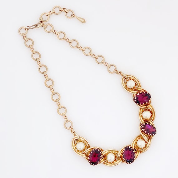 Gold Chain Link Necklace With Amethyst Crystals &… - image 2