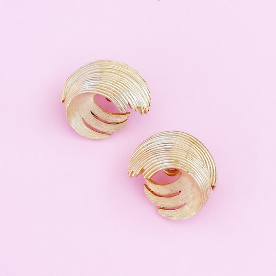 Gilded Brushed Matte Abstract Statement Earrings … - image 3