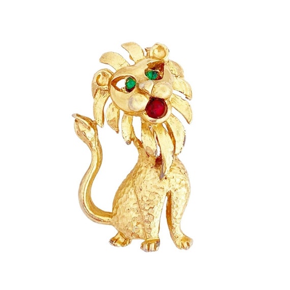 Gold Lion Figural Brooch, 1960s