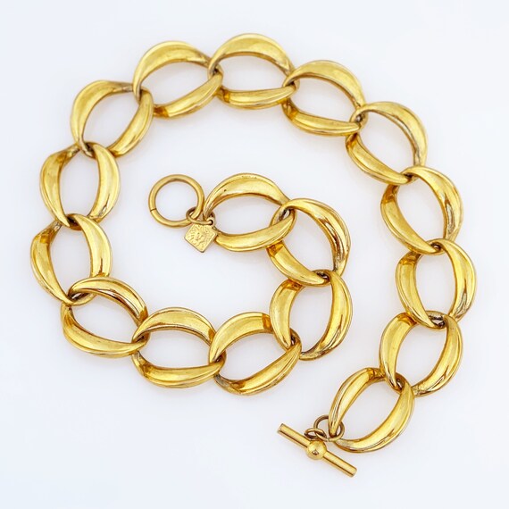 Gold Chunky Oval Link Chain Choker Necklace By An… - image 2