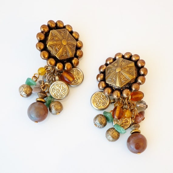 Statement Cluster Drop Earrings With Semiprecious… - image 4