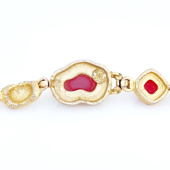 Gold & Resin Cabochon Organic Link Bracelet With … - image 5