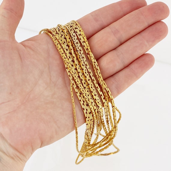 Gold Seven Strand Slinky Chain Necklace By Napier… - image 6