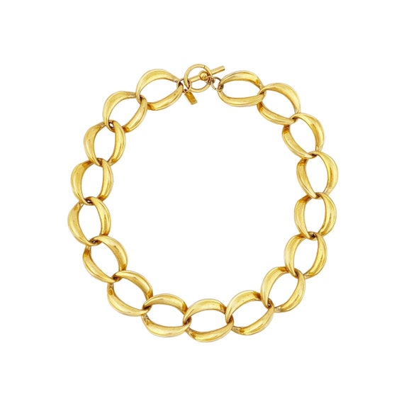 Gold Chunky Oval Link Chain Choker Necklace By An… - image 1