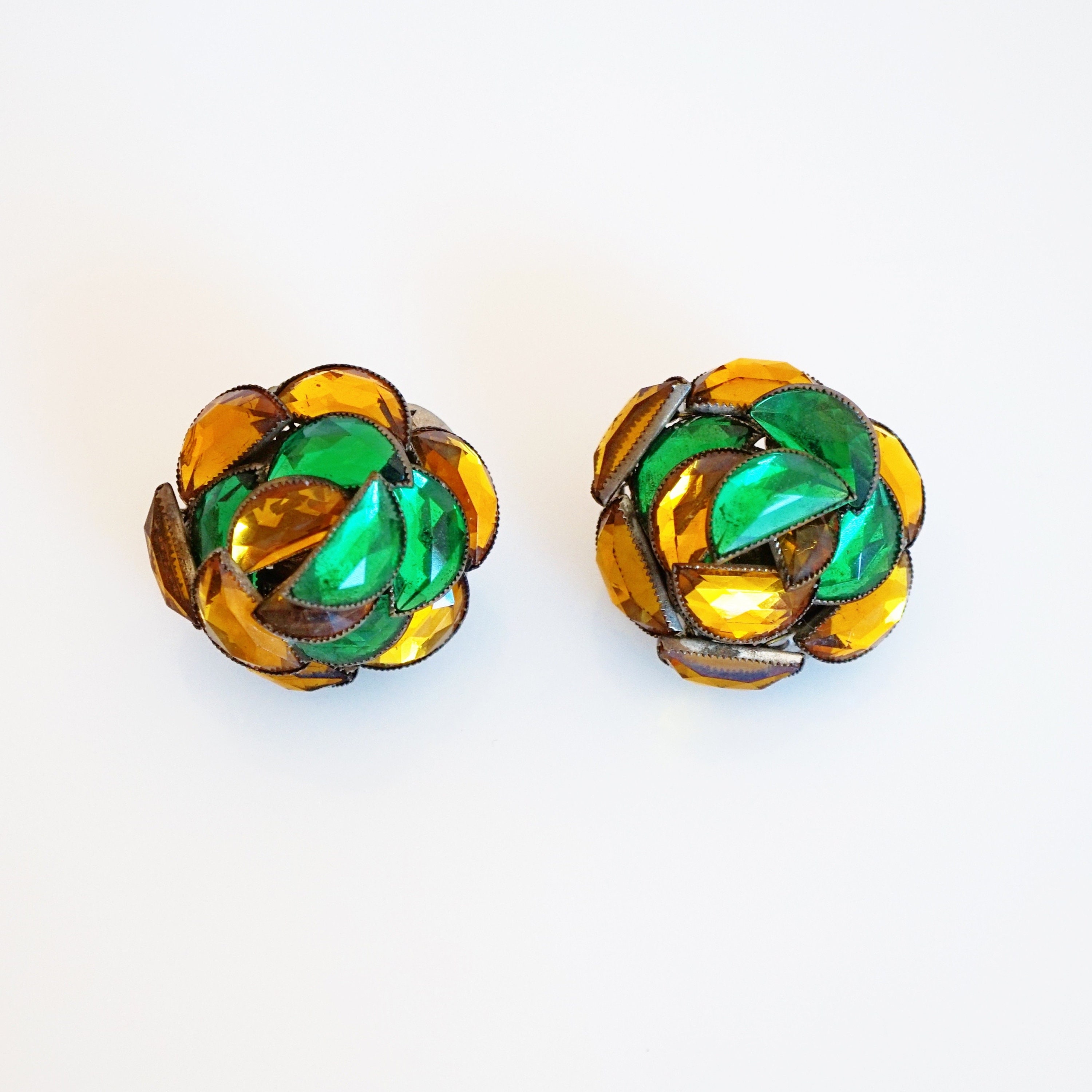 Boucles D'oreilles Imposantes émeraudes & Topazes En Argent 925 - Neuf Sans Emballage