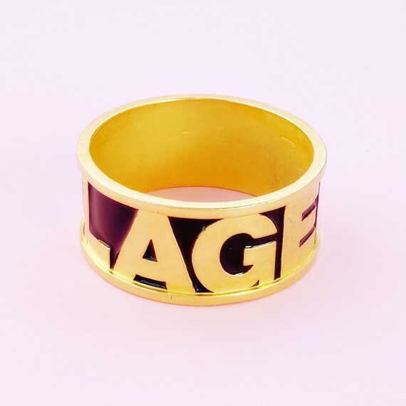 Vintage Gilt & Black Enamel "LAGERFELD" Oversized… - image 3