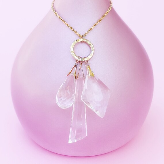 Extra Large Lucite Crystal Dangle Pendant Necklace, 1… Gem