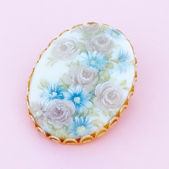 Vintage Limoges Style Painted Flower Porcelain Br… - image 5