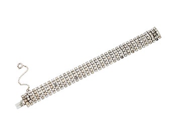 Bracelet cocktail en strass en cristal à cinq rangées, années 1950