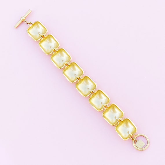 Vintage Gilded Puffy Square Link Bracelet By Anne… - image 7