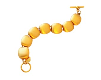 Matte Gold Puffy Square Link Bracelet by Anne Klein, 1980s