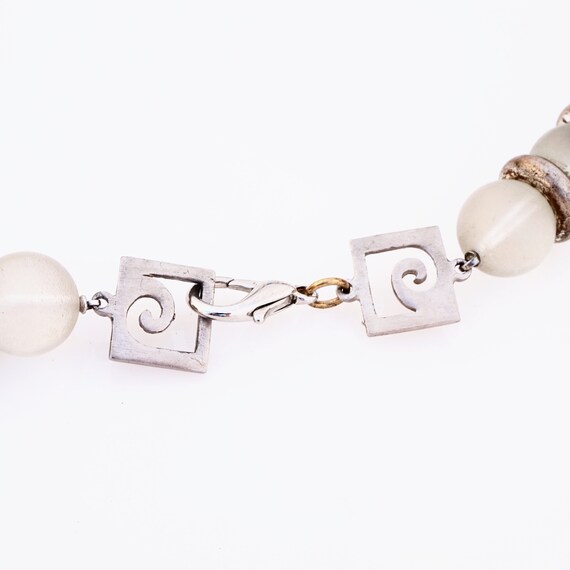 Frosted Lucite & Turquoise Beaded Statement Neckl… - image 4