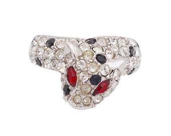 Crystal Pavé Panther Ring By Kenneth Jay Lane (Size 7), 1990s