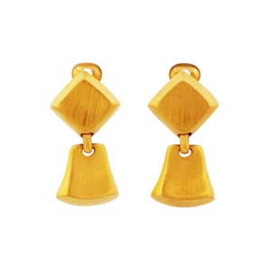 Brushed Gold Geometric Drop Earrings By Ann Taylor, 1980s