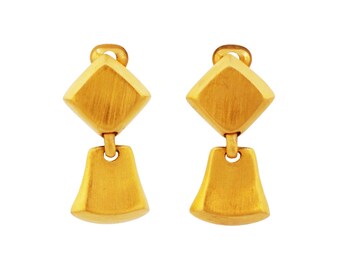 Boucles d’oreilles géométriques en or brossé par Ann Taylor, années 1980