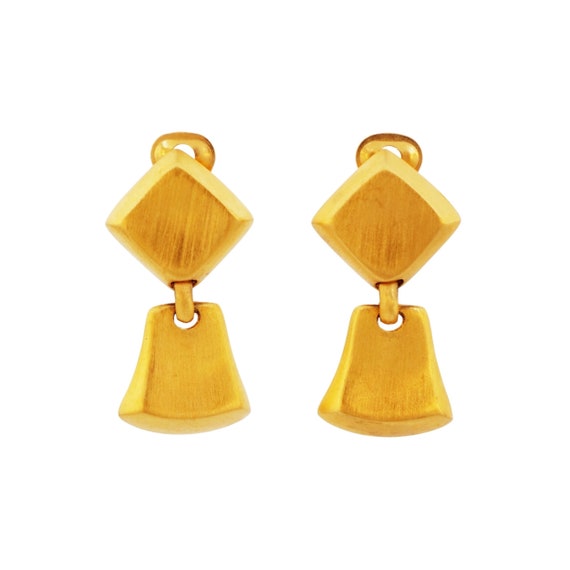 Brushed Gold Geometric Drop Earrings By Ann Taylo… - image 1