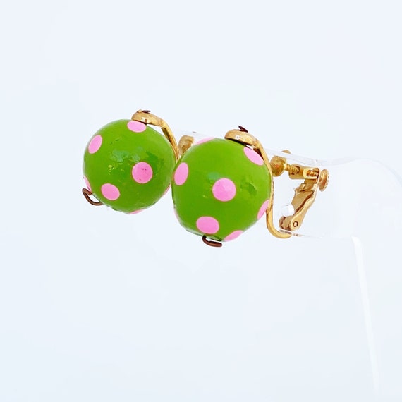 Lime and Pink Paper Mache Bead Earrings By Alice … - image 3
