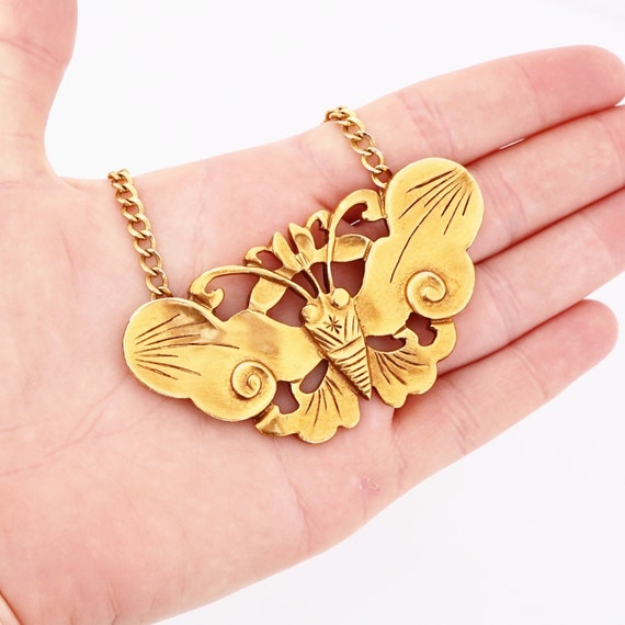 Gold Butterfly Museum Replica Statement Necklace … - image 5