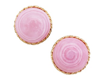 Boucles d’oreilles Milky Pink Art Glass Hard Candy par Vogue, 1960s