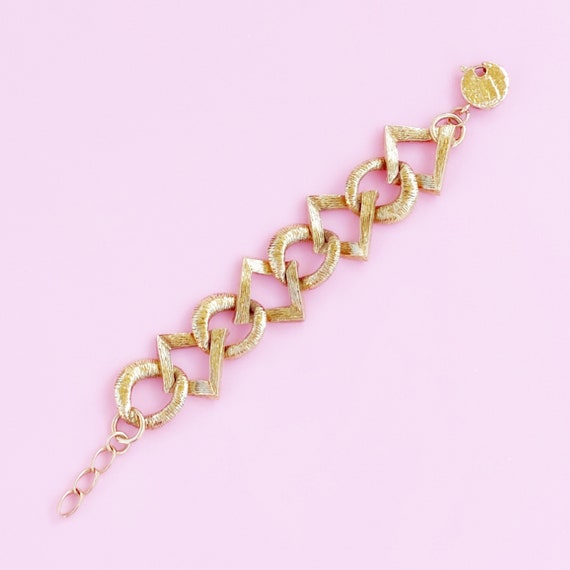 Gilded Brushed Texture Geometric Link Bracelet By… - image 3