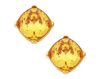 Amber Rock Crystal Clip On Earrings By Kenneth Jay Lane, 1980s