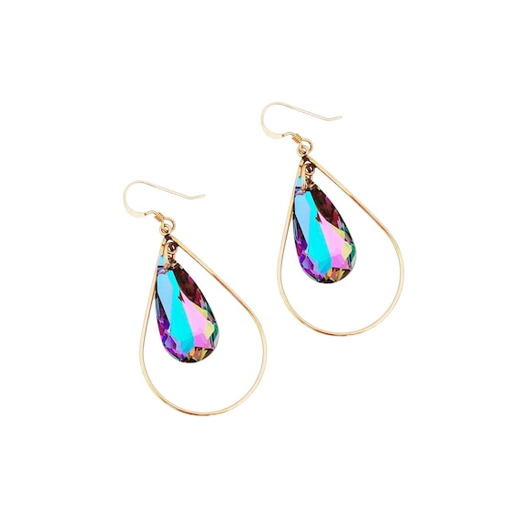 Teadrop Vitrail Swarovski Crystal Earrings, 1990s